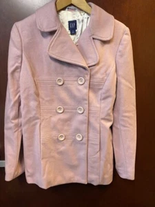Cappotto donna Gap invernale doppiopetto lana Bld tacca bavero pavone rosa polvere M - Foto 1 di 7