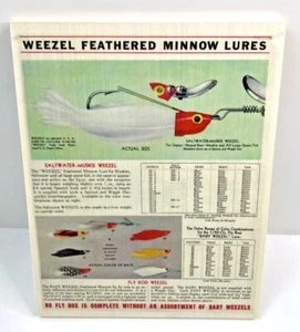 1939 Weezel Feather Minnow Lures Print Ad On Wood  Man Cave  - Picture 1 of 2