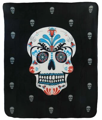 Sugar Skull Blanket Skull Blanket Dia de Los Muertos Large Skull Blanket - Image 1 of 3
