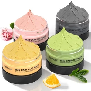 4 Pcs Clay Facial Mask Set - Turmeric, Vitamin C, Green Tea, Dead Sea Mud,...  - Picture 1 of 9