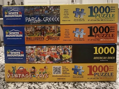 🔴🔵White Mountain, 4 Puzzle Lot, 1000 pieces each, Great Multi-Pack Value🔴🔵 - Image 1 of 4
