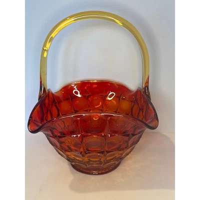 Cesta de colección Indiana Glass Co. Tiara vidrio puesta de sol ámbar constelación Foto 1 de 4