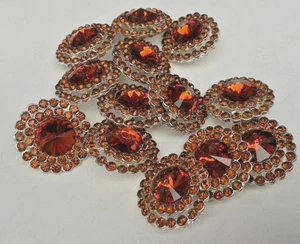 glass crystal amber silver back rhinestones 3/4" 5pcs - Picture 1 of 4