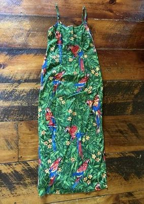 Hilo Hattie Dress Parrots All Over Print Sz 6 Maxi Strappy Tropical Beach Hawaii - Image 1 of 4