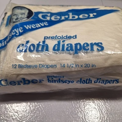 Pañal Gerber 100 % algodón preplegado tejido ojo de pájaro 14,5 X20 paquete de 12 nuevo de colección Foto 1 de 3