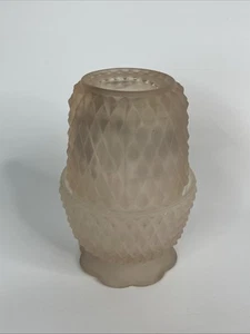 Vintage Indiana Glass Diamond Point Pink Satin Fairy Lamp Candle Holder 5.25" - Picture 1 of 6