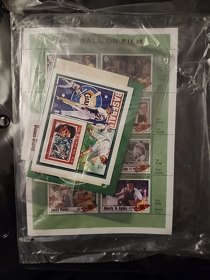 THREE BASEBALL ON FILM COMMEMORATIVE  STAMP SHEETS with COA - Image 1 of 2