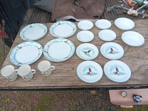 Lot Of 17 Corelle Outer Banks Lighthouse Dinner Salad Plates Saucers Cups Bowls - Picture 1 of 24