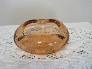 MCM Peachy Pink Controlled Bubble Bullicante Hand Blown Ashtray Bowl - Picture 1 of 17