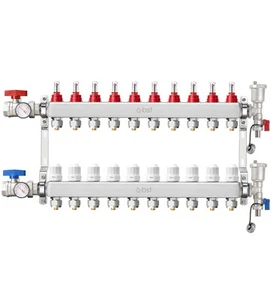 ABST PEX Manifold,10 Loop Stainless Steel Floor Radiant Heat Manifold Kit wit... - Picture 1 of 6