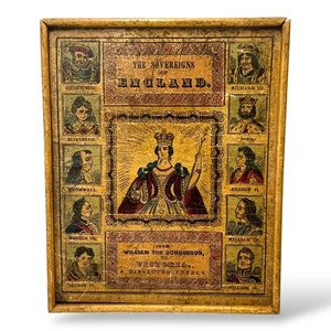 Rare 1837 Early Victorian Complete Dissected Wood Puzzle Sovereigns of England - Picture 1 of 15