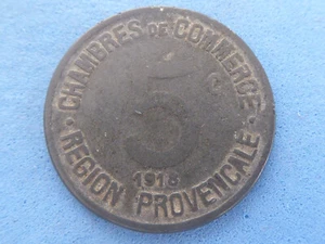 366) FRANKREICH SCHÖNE ANFANGSKAMMER 5 RAPPEN 1918 25mm 3,00 £ - Bild 1 von 2
