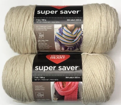 2 madejas Red Heart Super Saver ARAN marfil blanco roto 7 oz 364 yardas cada una #4 acrílico Foto 1 de 4