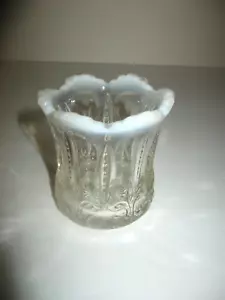 Vintage viktorianischer Schnitt kristallklares Glas gerahmt Milchglas Zahnstocher Halter - Bild 1 von 7