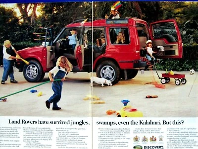 1994 Land Rover Discovery Can It Survive This? Original Print Ad 8.5 x 11" 2 Pge - Image 1 of 4