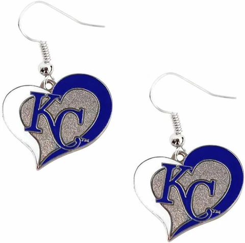 Kansas City Royals MLB Team Swirl Heart Earrings Cover