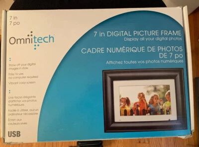 NIB Digital Changing Pictures Frame Omnitech Black 7in Screen NEW in box - Image 1 of 3