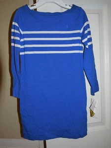 NWT Ralph Lauren Polo Girls Blue/White Striped Dress Sz. 5 - Picture 1 of 3