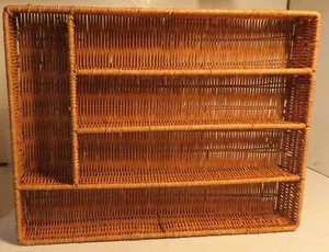 Rattan Flatware Tray Kitchen Utensil Drawer Organizer Wicker Serving Basket Used - Picture 1 of 8