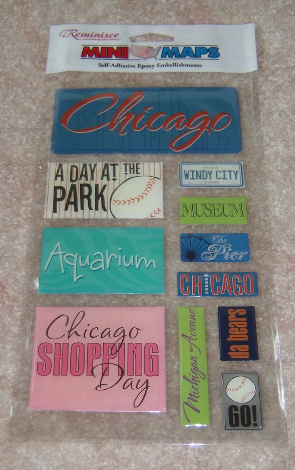Adesivo epóxi Reminisce Mini Maps ~ Chicago - Imagem 1 de 1