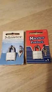 Master Laminated Padlock. No. 9 W/2 Keys, Qty. 2, NOS - Picture 1 of 4