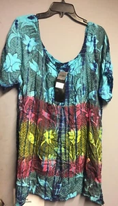 DAMEN TOP BLUSE TUNIKA ÜBERGRÖSSE LOSE 1X 2x 3X DRUCK MEHRERE KRAWATTENFARBSTOFF schwarz Sommer - Bild 1 von 6
