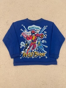 VINTAGE Power Rangers Sweatshirt Boys Large Blue Wild Force Cartoon Graphic 2001 - Picture 1 of 7