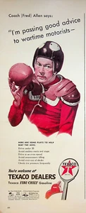 1942 Football Coach Fred Allen Texaco WWII Wartime Motorist Vintage 40s Print Ad - Picture 1 of 2