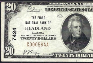 🇺🇸 AL 1929 $20 ♚♚HEADLAND, ALABAMA♚♚ PMG ABOUT UNC 53 EPQ BEST KNOWN!!! - Picture 1 of 3