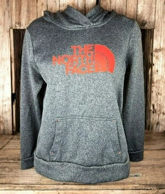 Sudadera con capucha gris y roja pequeña The North Face para mujer Foto 1 de 4