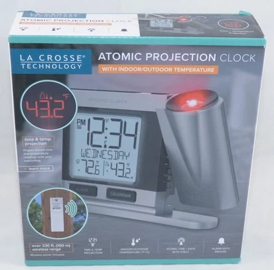 La Crosse Technology 2.5 in. Silver Atomic Projection Alarm Clock LCD Plug-In - Image 1 of 4
