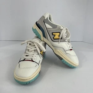 New Balance 550 - Size 5 - Retro White/Gray with Black, Teal, and yellow accents - Picture 1 of 8