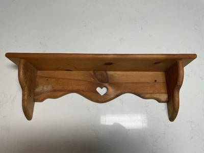 ✨VTG wooden Heart Cutout Wall Hanging Shelf 24” Plate Groove Cottagecore Decor ✨ - Image 1 of 4