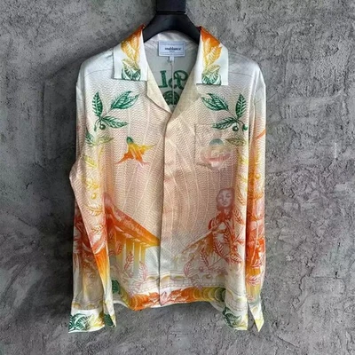 Casa/blanca Portrait leaf print men's fashionable silk long sleeved shirt - Image 1 of 4