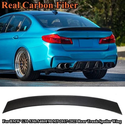 Asa spoiler traseira de fibra de carbono real para BMW G30 530i 540i F90 M5 2017-2023 - Imagem 1 de 4