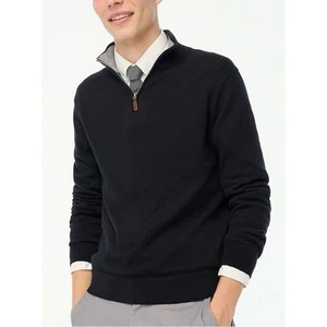 J. Suéter Crew Grande Algodón Media Cremallera Negro - Imagen 1 de 6