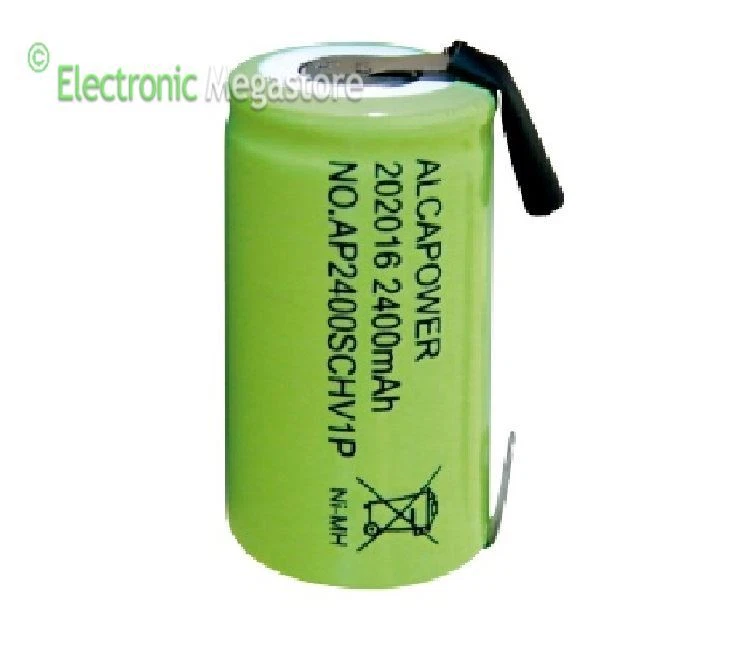 ALCAPOWER BATTERIA RICARICABILE NI-MH SC 1,2V 2400mAh 22x42mm A SALDARE AP2400SCHV1P
