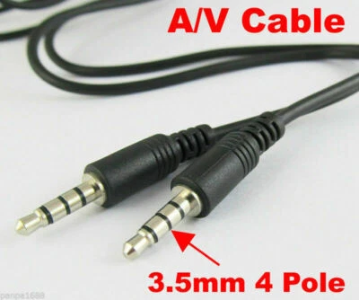 1pcs 3.5mm Male to Male 4way 3ring 4 pole TRRS AV cable 1M/3.3Ft 1set - Image 1 of 4