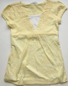 NWT Limited Too Short Sleeve SS Solid Pastel Yellow & White Lined Top Shirt 8 - Picture 1 of 3
