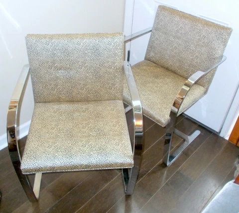 Vtg PAIR BRNO FLAT BAR CHROME CHAIRS Gordon International Mies Van der Rohe Cover