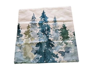 NEU Blau Grün Aquarell Baum Kissenbezug 18x18 Rustikal Natur Winter Bauernhaus - Bild 1 von 3