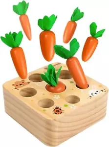 Wooden Pull Carrot Game Kids Toy Sorting Matching Puzzle Educational Montessori - Picture 1 of 39