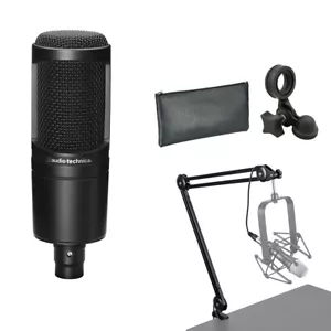 Audio-Technica AT2020 Cardioid Condenser Microphone, Bundle with Broadcast Arm - Picture 1 of 11