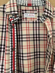 Boys Striped Long Sleeves Shirt Button Brown Red,Year 6-7,mint cond - Picture 1 of 4