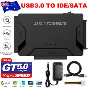 SATA to USB 3.0 Adapter Cable 2.5" 3.5" Hard Drive SSD HDD Data Laptop Recovery - Picture 1 of 12