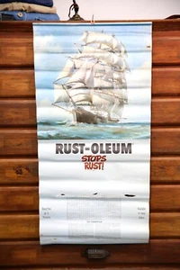 Vintage Rust-oleum spray paint Can Advertising Calendar 1970 Sailboat ship - Picture 1 of 11