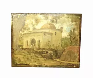 Antique oil painting 1901 building architecture study Orientalist signed dated - Picture 1 of 8