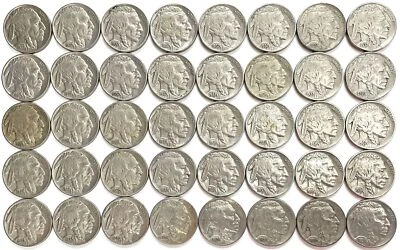 (40) 1934 -1937 PDS UNITED STATES BUFFALO NICKEL 5C COIN ROLL EXTREMELY FINE - Image 1 of 2