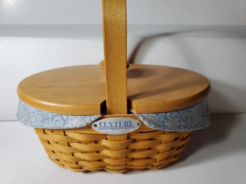 Longaberger Century Celebration 2000 Cheers Basket Liner Wood Lid Pls Protector Cover