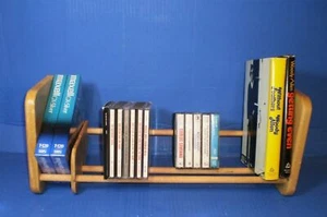 Napa Valley Wood Sliding Rack Counter Book Shelf Casset VHS stand CD DVD Storage - Picture 1 of 12